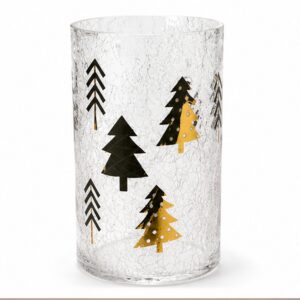 Tall Christmas Tree Crackle Glass Candle Jar - view 4