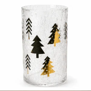 Tall Christmas Tree Crackle Glass Candle Jar - view 4