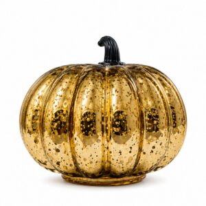 Golden Amber Bubble Glass Pumpkin Ornament - view 5
