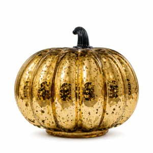 Golden Amber Bubble Glass Pumpkin Ornament - view 5