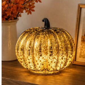 Golden Amber Bubble Glass Pumpkin Ornament - view 3