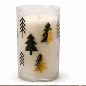 Tall Christmas Tree Crackle Glass Candle Jar - view 3