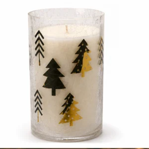 Tall Christmas Tree Crackle Glass Candle Jar - view 3