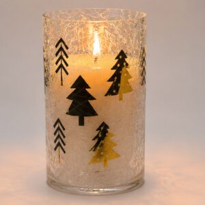 Tall Christmas Tree Crackle Glass Candle Jar - view 2