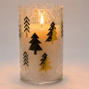 Tall Christmas Tree Crackle Glass Candle Jar - view 2