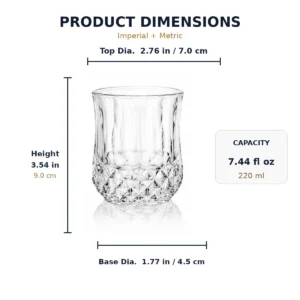 220ml Diamond Cut Whiskey Glass for Barware & Gift Collections - view 4