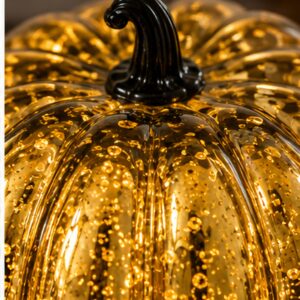 Golden Amber Bubble Glass Pumpkin Ornament - view 4