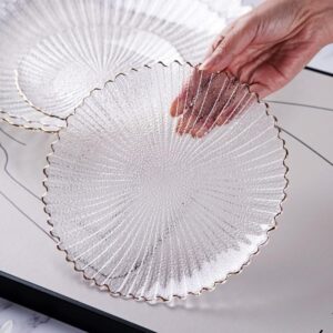 Clear Textured Glass Dinnerware Set with Gold Rim - view 5