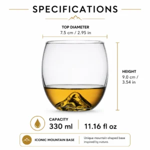 330ml Mountain Base Whiskey Glass – Premium Tumbler for Wholesale - view 4