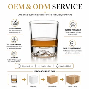 250ml Iceberg Base Whiskey Glass – Heavy Bottom Tumbler for Wholesale - view 8