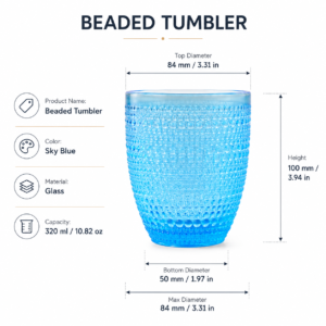 320ml Textured Beaded Glass Tumbler – 3 Colors - view 4