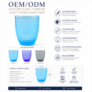 320ml Textured Beaded Glass Tumbler – 3 Colors - view 7