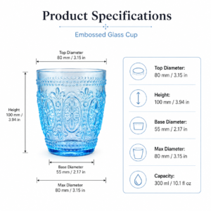 300ml Embossed Colored Glass Tumbler – 3 Colors - view 4