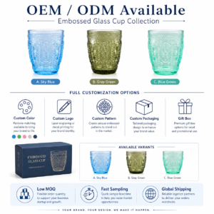 300ml Embossed Colored Glass Tumbler – 3 Colors - view 8