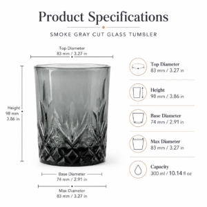 300ml Smoke Gray Cut Glass Tumbler – Wholesale - view 4