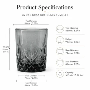 300ml Smoke Gray Cut Glass Tumbler – Wholesale - view 4
