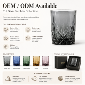 300ml Smoke Gray Cut Glass Tumbler – Wholesale - view 8