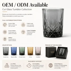 300ml Smoke Gray Cut Glass Tumbler – Wholesale - view 8