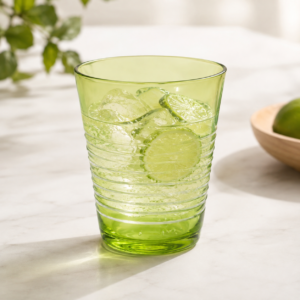 Lime Green Ribbed Glass Tumbler – Wholesale - view 2