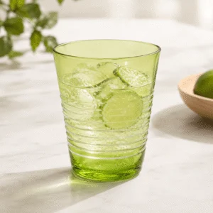 Lime Green Ribbed Glass Tumbler – Wholesale - view 2