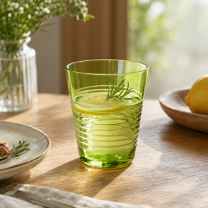 Lime Green Ribbed Glass Tumbler – Wholesale - view 7