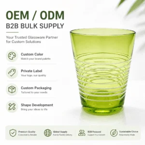 Lime Green Ribbed Glass Tumbler – Wholesale - view 8