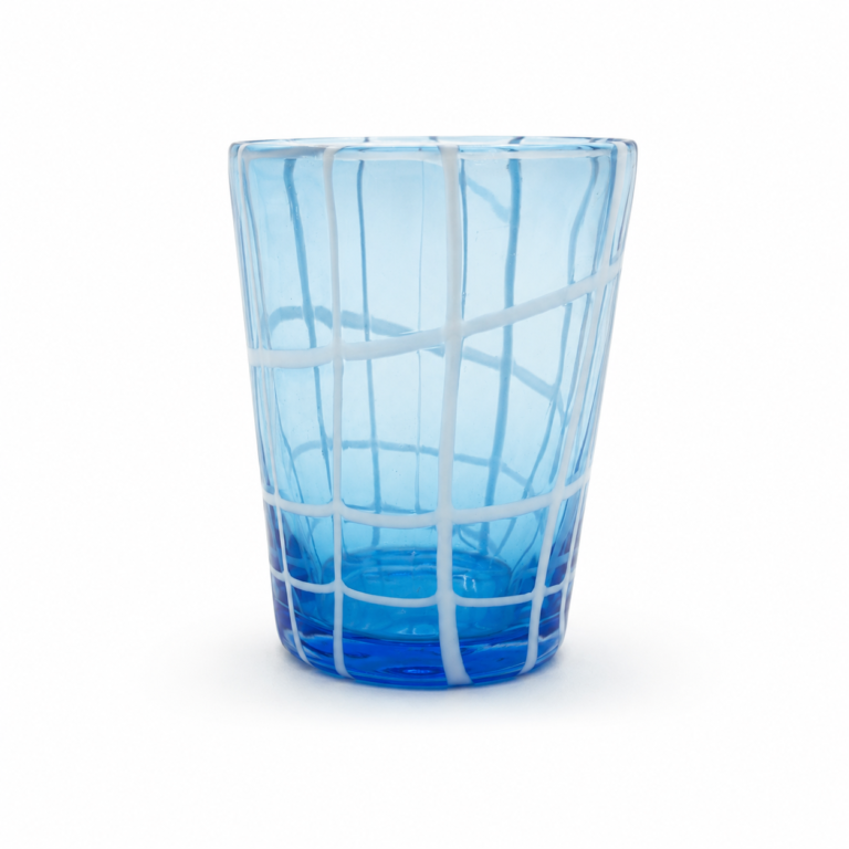 Sky Blue Grid Pattern Glass Tumbler – Wholesale - view 1