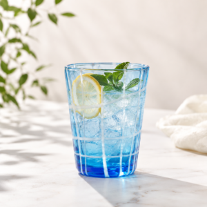 Sky Blue Grid Pattern Glass Tumbler – Wholesale - view 2