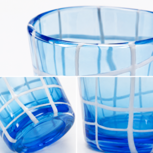 Sky Blue Grid Pattern Glass Tumbler – Wholesale - view 5