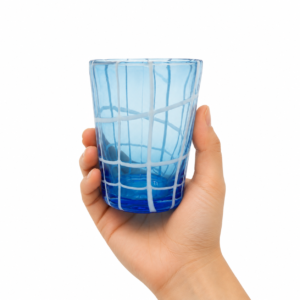 Sky Blue Grid Pattern Glass Tumbler – Wholesale - view 6