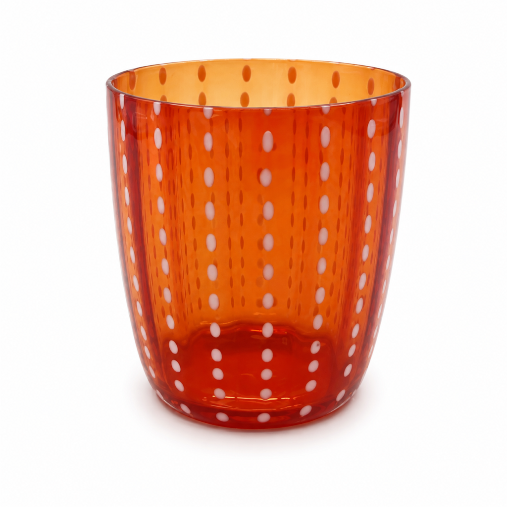 Orange Polka Dot Glass Tumbler – Wholesale - view 1