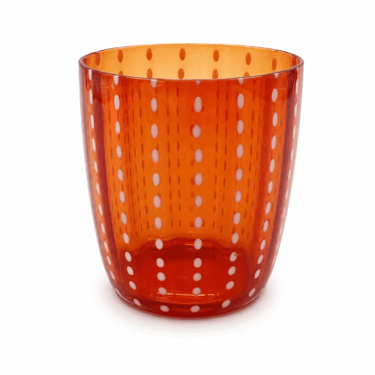 Orange Polka Dot Glass Tumbler