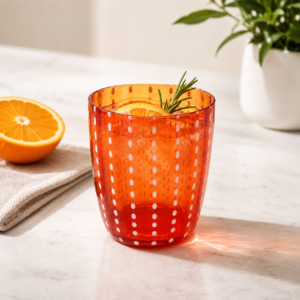 Orange Polka Dot Glass Tumbler – Wholesale - view 2