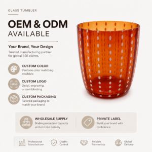 Orange Polka Dot Glass Tumbler – Wholesale - view 8