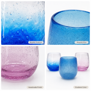 Rounded Blue Gradient Bubble Glass Tumbler – Wholesale - view 5