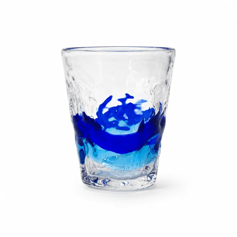 Clear & Blue Ripple-Textured Glass Tumbler – Wholesale - view 1