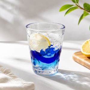 Clear & Blue Ripple-Textured Glass Tumbler – Wholesale - view 2