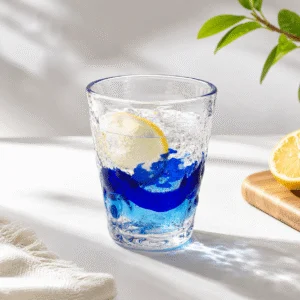 Clear & Blue Ripple-Textured Glass Tumbler – Wholesale - view 2