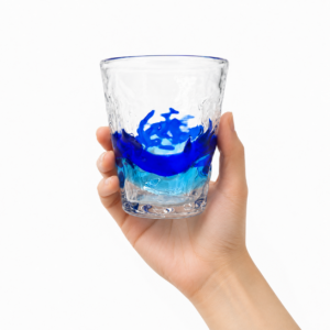 Clear & Blue Ripple-Textured Glass Tumbler – Wholesale - view 6
