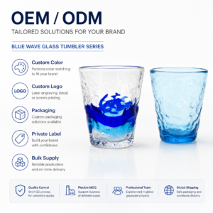 Clear & Blue Ripple-Textured Glass Tumbler – Wholesale - view 8