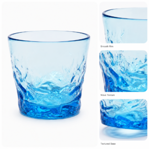 Light Blue Wave-Base Glass Tumbler – Wholesale - view 5