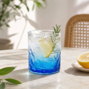 Cylindrical Blue Gradient Bubble Glass Tumbler – Wholesale - view 7