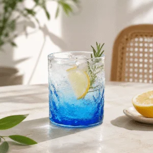 Cylindrical Blue Gradient Bubble Glass Tumbler – Wholesale - view 7
