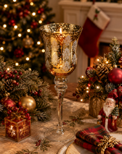 Baroque Metallic Stemmed Glass Candle Holder Collection - view 2