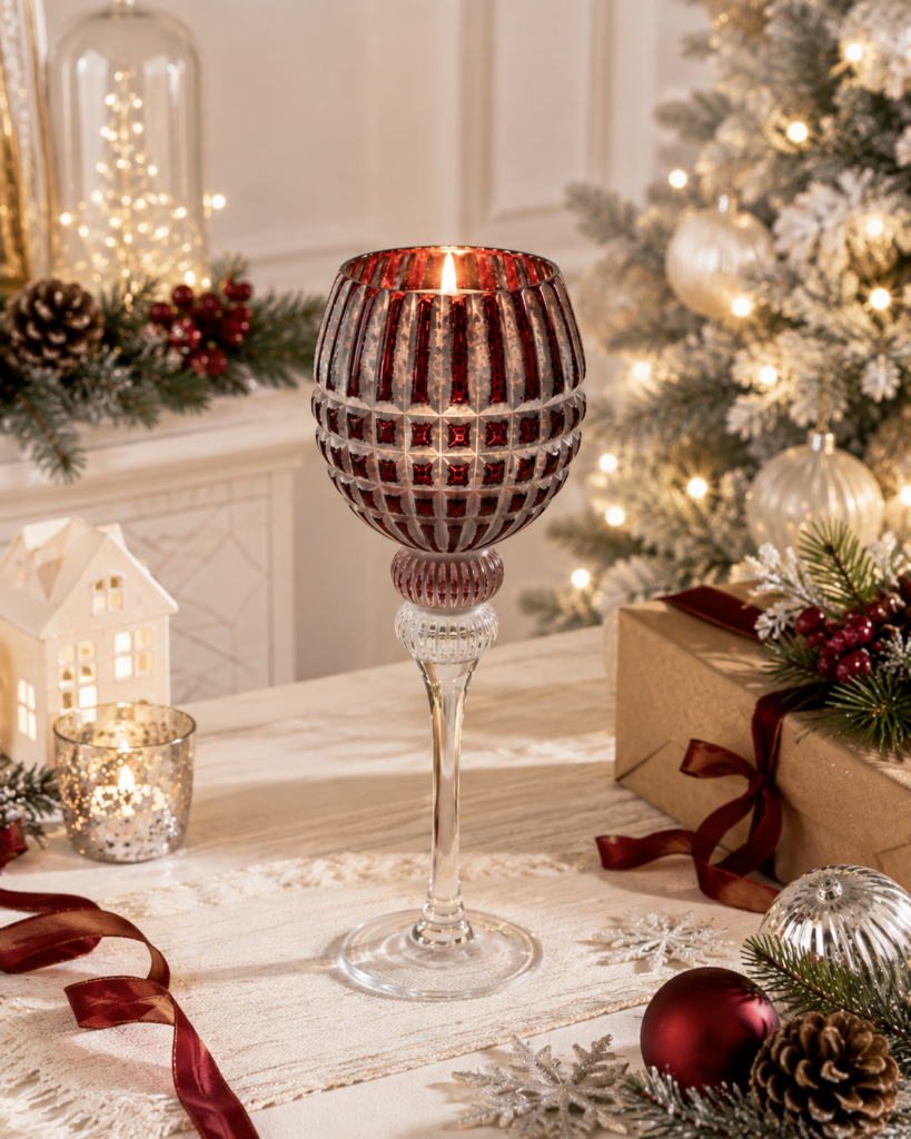 Ribbed Globe-Stem Glass Candle Holder Collection – Assorted Styles - view 1