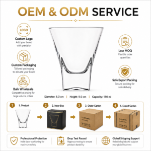 180ml V-Shape Whiskey Tasting Glass – Flared Clear Glass for Wholesale - view 8