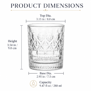 280ml Embossed Vintage Whiskey Glass – Classic Rocks Tumbler for Wholesale - view 4
