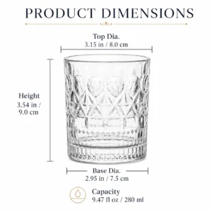 280ml Embossed Vintage Whiskey Glass – Classic Rocks Tumbler for Wholesale - view 4