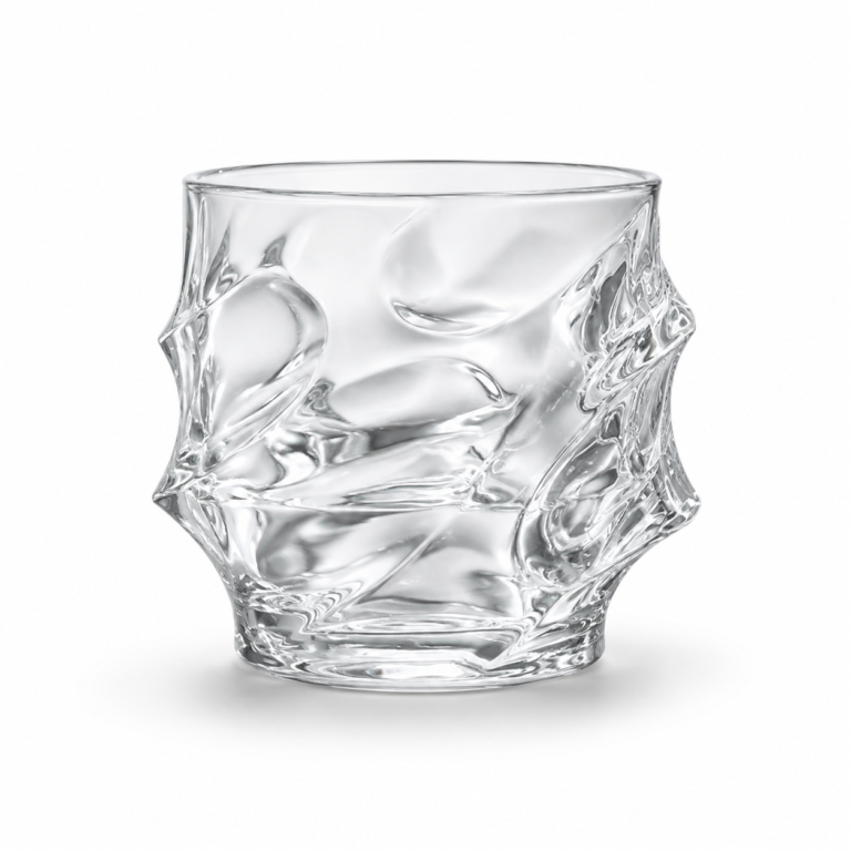 330ml Sculpted Wave Whiskey Glass – Embossed Rocks Tumbler for Wholesale - view 1