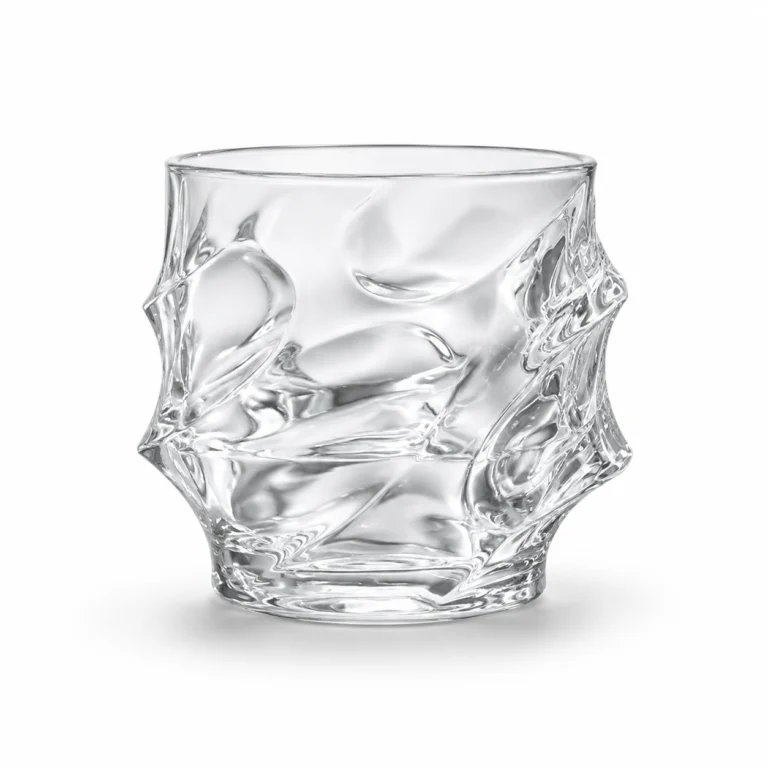330ml Sculpted Wave Whiskey Glass – Embossed Rocks Tumbler for Wholesale - view 1
